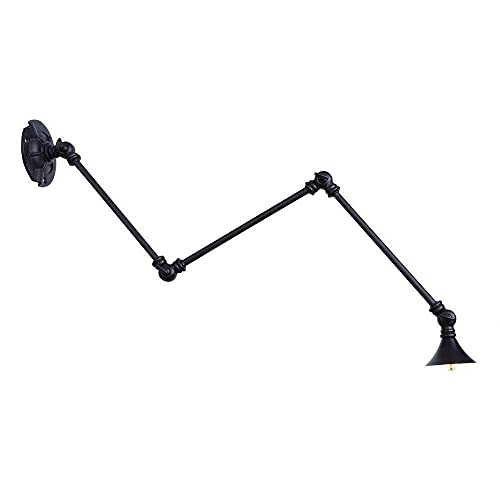 Luz de pared industrial negra G4 con brazo largo swing regulable y plegable 2