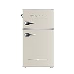Frigidaire EFR840-Cream EFR840 Retro Mini Fridge with Freezer & Side Bottle Opener-Small 2 Door Refrigerator for Office Bar or College Dorm Room-3.1 Cu Ft – 19”"D x 20.5" W x 33.5" H (Cream)