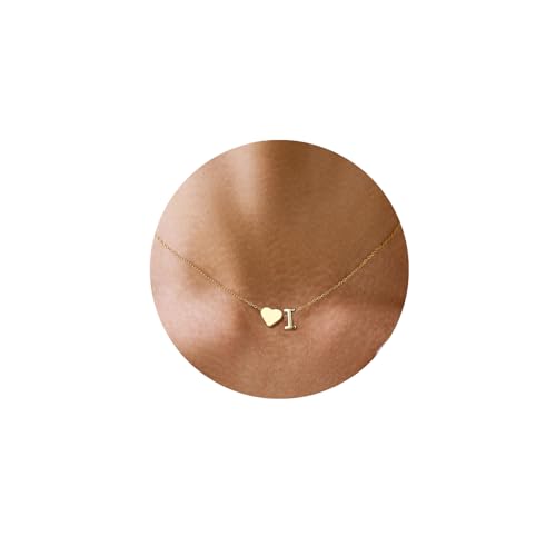 Collier avec initiale cœur Ovian en acier inoxydable plaqué or 18k