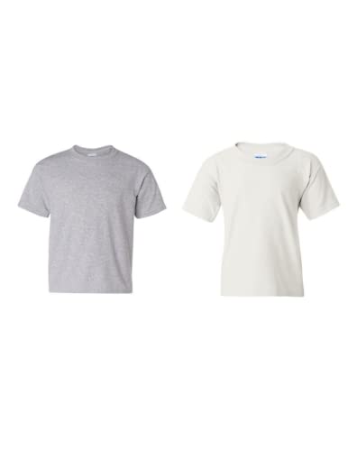 Gildan Unisex Child Modern/Fitted Fashion-t-shirts, Sportsgrey/White, Large US