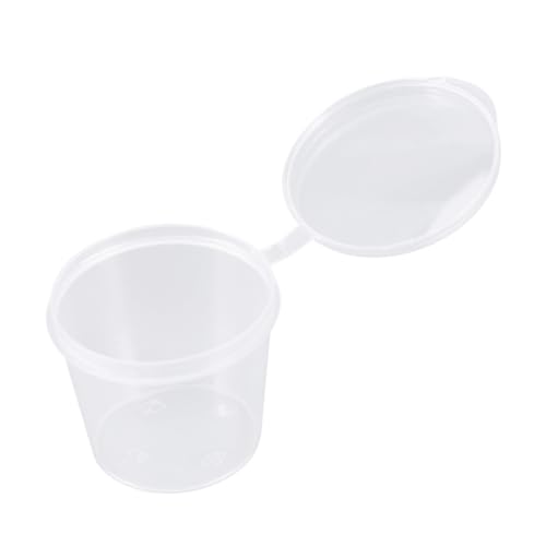 WEKADRIN 50個 使い捨てクリアプラスチックカップ 蓋付き調味料容器 ヨーグルト ゼリー ムース対応 ポーション容器 調味料ソース保存用