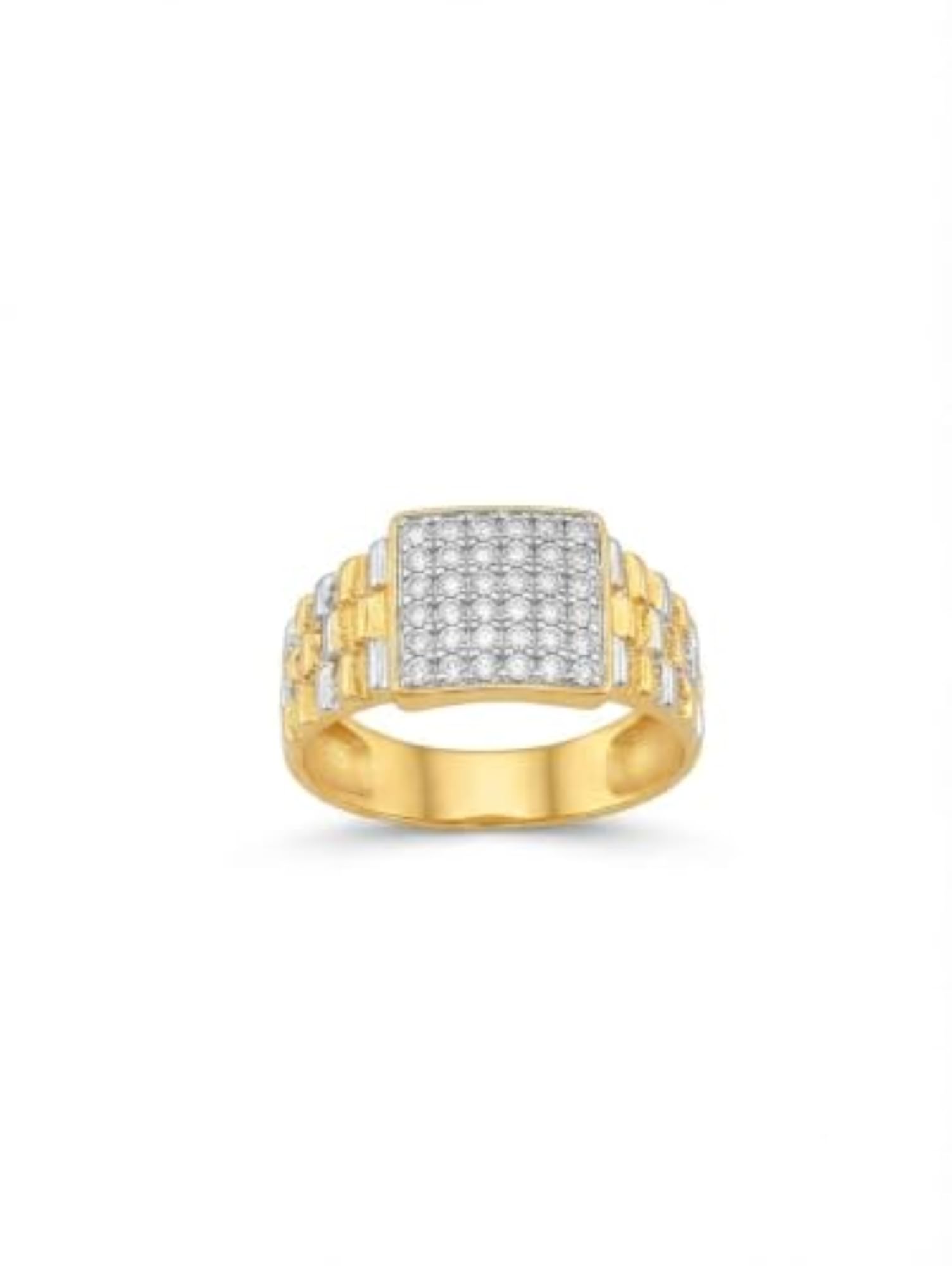 Men's Two-Tone Pave CZ Square Signet Ring