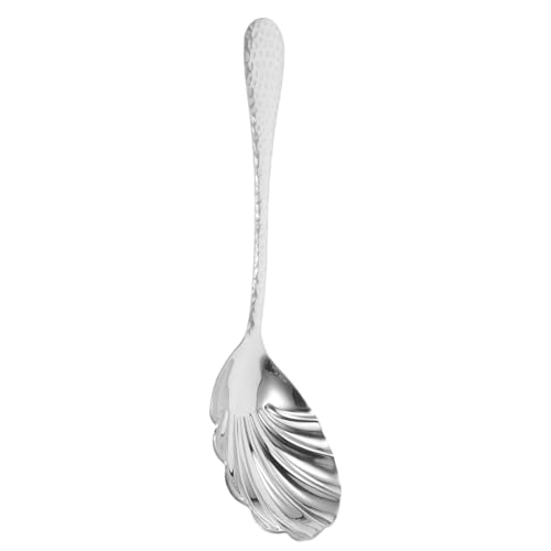 MALUGOGO Cuchara Grande de Acero Inoxidable Diseño Martillado y Forma de Concha, Elegante y Resistente para Servir en Cocina y Eventos
