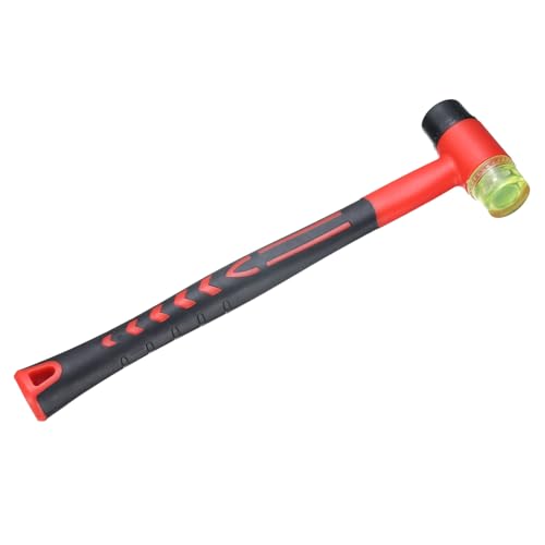 sourcing map Rubber Mallet Double-Faced with Non-Slip Plastic Grip Rubber Hammer with Soft/Hard Replacement Mallet for Leather Crafts Tile Vinyl Woodworking Flooring Installation, Red