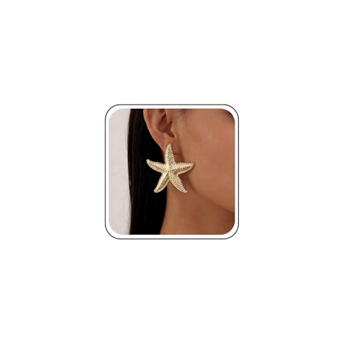 Boucles d’oreilles en forme étoile et mer Étoiles de mer en or pendantes