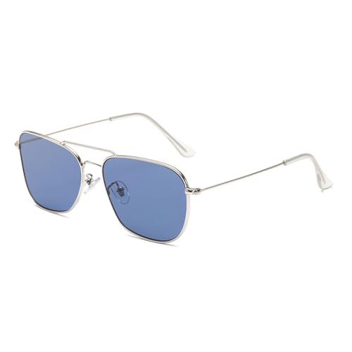 Lunettes de soleil carrées double faisceau en métal à la mode ultra légères