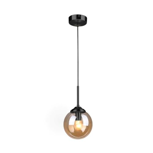 Suspension Luminaire Boule Verre | Sphère Céleste Noir | Ambre | Sans Anneau
