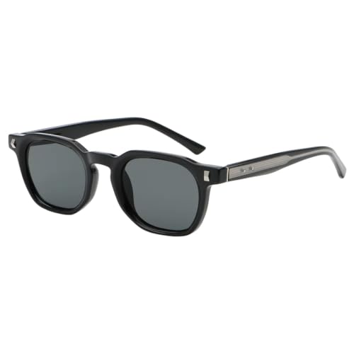 Lunettes de soleil UV400 carrées en acétate brun unisexe