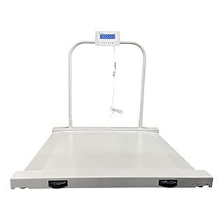 VisionTechShop MVW1 Heavy Duty Wheelchair Scale Platform 1000lb x 0.5lb / 500kg x 0.2kg, Intergrated Foldable Handle and Wheels for Easy Portability, Large LCD Display with Backlight - 1 Piece