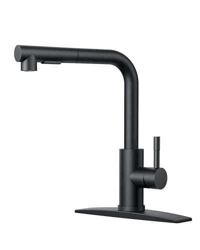 FORIOUS Black Kitchen Faucet with Pull Down Sprayer, Stainless Steel Single Handle Classic Pull Out...