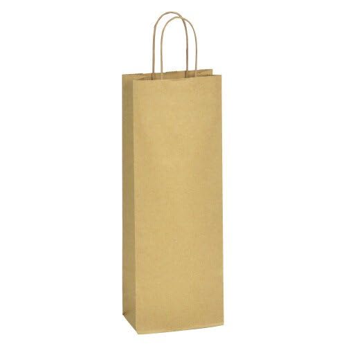 Sacs bouteilles ECO kraft brun poignées torsadées 39 x 14 x 8 cm - Carton de 200