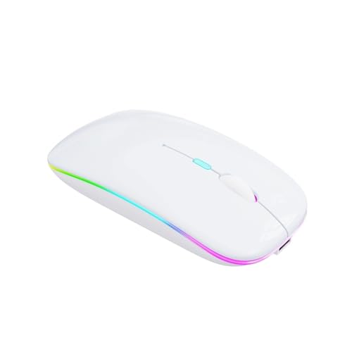 Image of Electro Wolf Stone Rechargeable Wireless Mouse with RGB LED Backlit Silent Click (White Color) 1600 DPI Ergonomic Mouse for Laptop pc Computer Gaming & Work (Stone White)