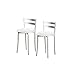 ASTIMESA TABFRBL Dos Taburetes de Cocina con Respaldo Franjas Metal Polipiel Blanco, Altura de Asiento: 45 cm