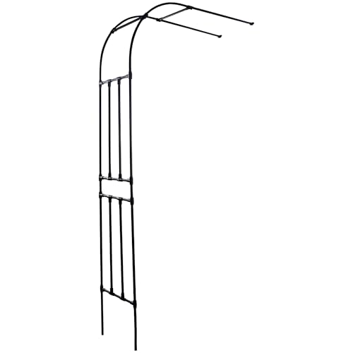 Arco nuziale in metallo nero – 5 m x 2,5 m traliccio da giardino a mezzo lato per decorazione esterna, perfetto per matrimoni, eventi, patio, cortili e cortili