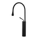 Grifos de baño Lavabo alto Mezclador Fregadero Grifo alto Grifos de lavabo gourmet Grifo de agua Frío caliente 360 Grifería Grúa Latón Negro, Grifo negro mate, CHINA