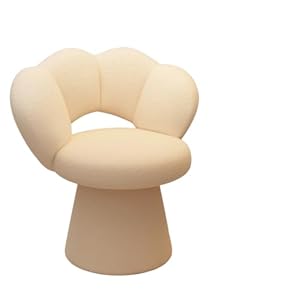 ドレッシングスツール、座椅子、花びら型のメイクアップスツール、ネイルチェア、女性用、XRKVクリームスタイル、寝室、ドレッシングテーブル、背もたれ デザイン、回転可能、強化円筒形ベース、包み込むような感触。 (ラムウール-ホワイトスケ...