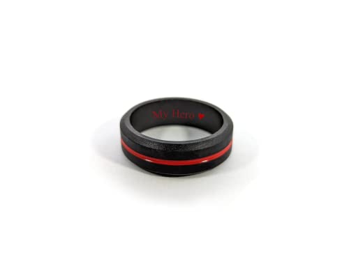 AERA CUSTOM ENGRAVED Thin Red Line Silicone Wedding Ring - Personalize Any Text, Symbol, Image - SHIPS NEXT DAY4