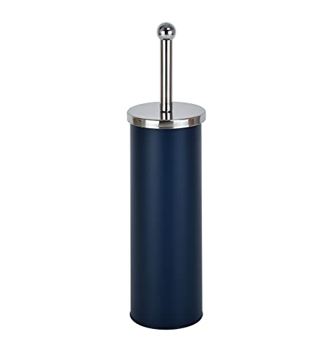 Novel Solutions Escobilla de baño y Soporte para Inodoro Simple y Moderno Acabado Azul Mate. Mango de Acero Inoxidable Duradero con Tapa Redonda y cerdas densas Fuertes, Hierro, Talla única Cover