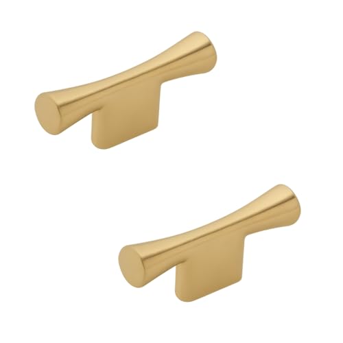 Image of Twin Hole Zinc Alloy Drawer Pulls, Gold Color Handles for Drawers, Cabinets, Wardrobes, and Kitchen Doors - Decorative Furniture Hardware (Qty:2, T Handle)