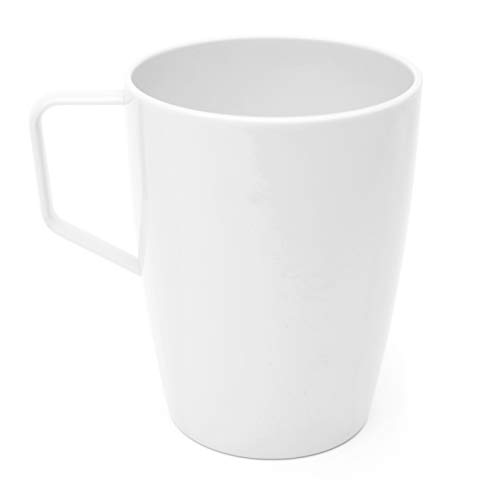 Harfield Beakers/Mugs with Handle (White 280ml) Pack of 4 Virtually Unbreakable Polycarbonate Plastic