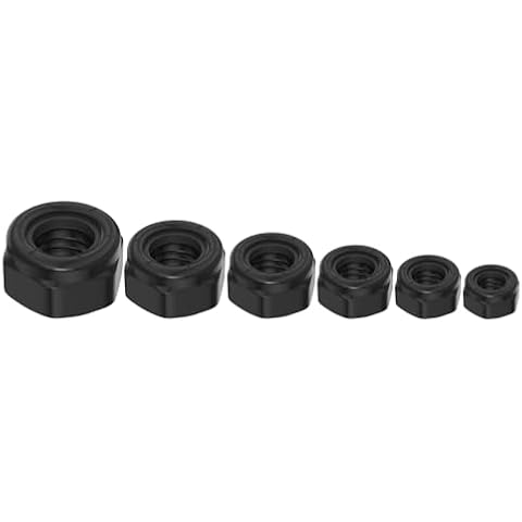 QISHENG 100 PCS Black #6-32 Stainless Steel SAE Nylone Lock Nuts,Stainless Steel 18-8 A2(304) Nut,Home Nut Cover