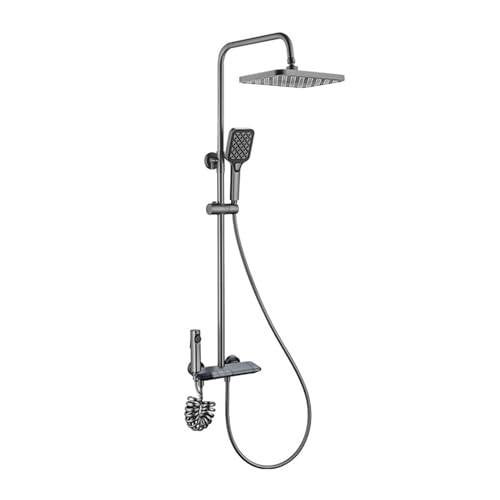 TYHAYJYK Juego de Mezclador de Ducha de Lluvia, Kit de Ducha de Lluvia de 3 Funciones de Montaje en Pared, Cabezal de Ducha de Lluvia de Altura Ajustable de latón y Juego de Manguera, mezcl