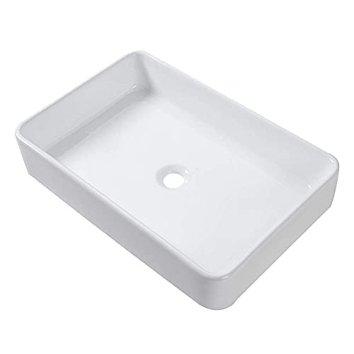 Lordear White Bathroom Sink 24×16 Rectangle Bathroom Vessel Sink Modern Above Counter White Farmhouse 24 Inch Bathroom Sink Porcelain Ceramic Vanity Sink Art Basin
