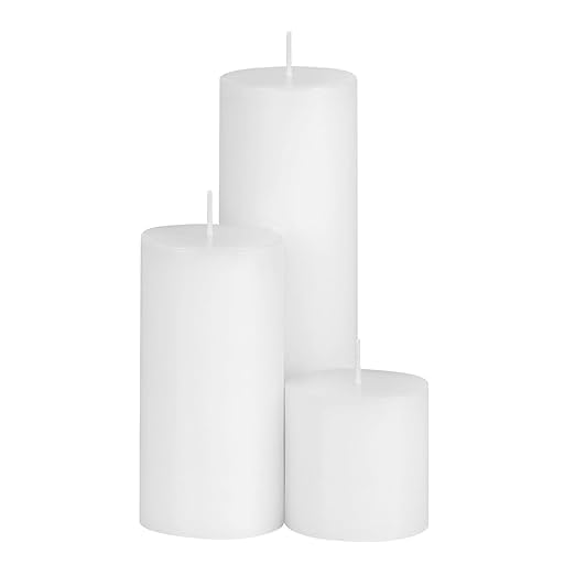 JAGMOOLYA Products Candles Unscented Pillar Set of 3 || Small,Medium, and Large || Paraffin Wax Candles || Home Decor (White)-image-19
