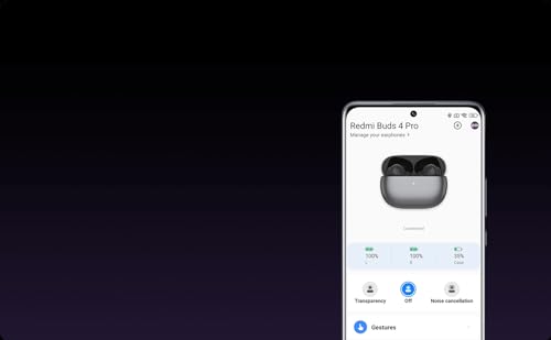Xiaomi Redmi Buds 4 Pro (Noir) Qualité Sonore Hi-FI, Son Immersif Ã€ 360°, 9h D'autonomie