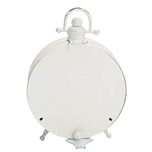 Nikky Home Vintage Table Clock, White Metal Desk Clock Battery Operated Small Rustic Table Clock Chic Decor For Bedside Table, Shelf, Desktop, Countertop #TOP5
