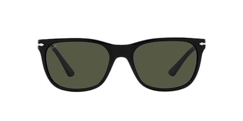 Persol PO3291S Rectangular Sunglasses, Black/Green, 57 mm