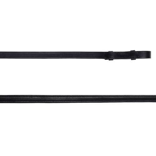 Lumiere Equestrian Padded Nappa Leather Curb reins - (Flat) Black Warmblood