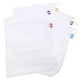 ROMISBABA 5 Piezas Bolsas Malla Reutilizables para Frutas y Verduras Unidades Blancas Transpirables y Resistentes para Compras Ecológicas