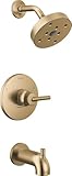 Delta Faucet Trinsic 14 Series Single-Function Tub and Shower Trim Kit with Single-Spray H2Okinetic Shower Head, Champagne Bronze T14459-CZ (Valve Not Included)