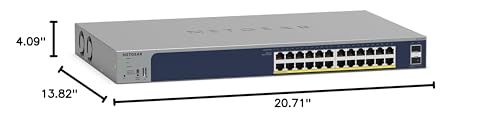 Image of NETGEAR 26-Port PoE Gigabit Ethernet Smart Switch (GS724TPP) - Managed, Optional Insight Cloud Management, 24 x PoE+ @ 380W, 2 x 1G SFP, Desktop or Rackmount