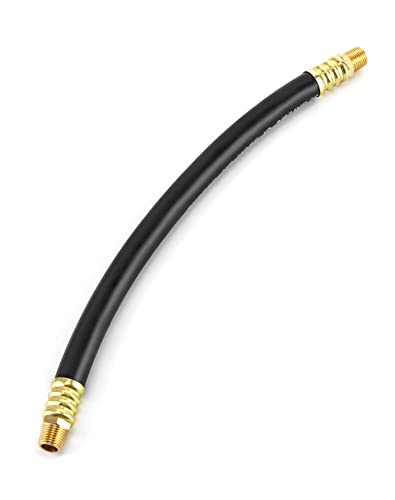 QWORK Air Compressor Hose, 3/8" X 13" Air Hose, 300 PSI Max Working Pressure, 1/4" Male NPT To 1/4" Male NPT Connections, 1 Pack