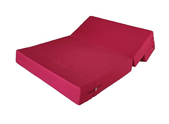 Image of COZY COMFORT Folding Sofa Cum Bed with Cushion for Home & Living Room | Mattress- Perfect for Guests | Jute Fabric I Sofa Bed (Red, 3 * 6 Feet)