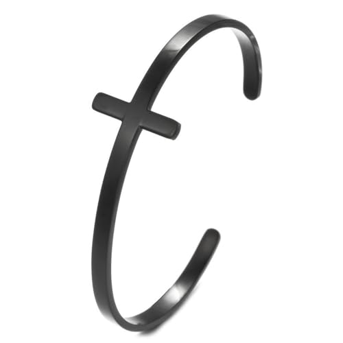 Bracelet croix noir pour homme un jonc minimaliste chic