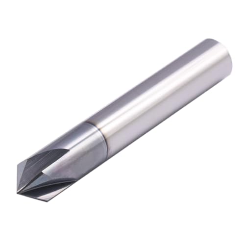 Image of 4 Flute 90 Solid Carbide Chamfer End Mill(1Pc, 3 /8 inch), AlTiN Coated | 90 Chamfer Angle, 3 /8 inch Shank 2-1 /2 inch OAL, Single End, V Groove Router Bit, for Milling Alloy Steel, Carbon Steel, Cast Iron