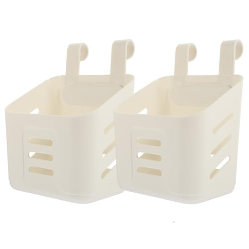 FONDOTIN 2 piezas Cesta Colgante Plástica para Almacenaje de Baño y Cocina de Resistente y Fácil de Colgar para Organizar Utensilios y Accesorios Pared