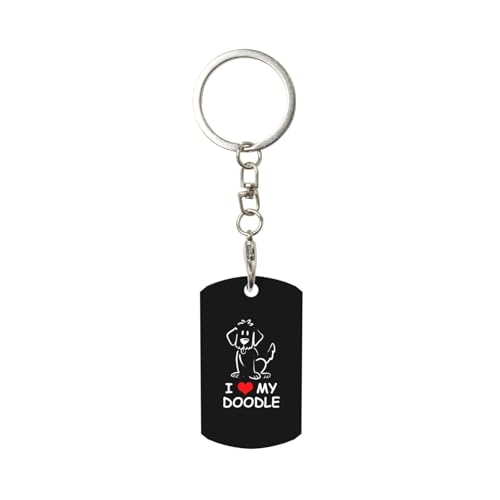 I Love My Goldendoodle Keychain Double Sided Square Metal Keychain