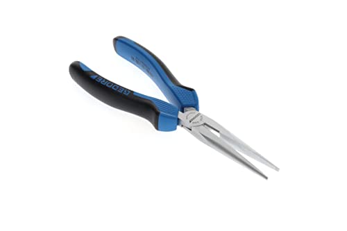 GEDORE Flachrundzange, lange Backen, gezahnt, gerade, induktiv gehärtet, 2-Komponenten-Griff, Länge 200 mm, 8132-200 JC