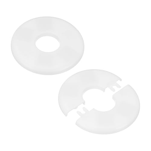 M METERXITY 2-Pack Flangia A Parete Divisa, Per Tubo OD 1 Pollice/25mm Piastra ABS Copritubo Tondo Autoadesivo Coperture Idrauliche Per Tubo Dell'Acqua/Rubinetto [Bianco]