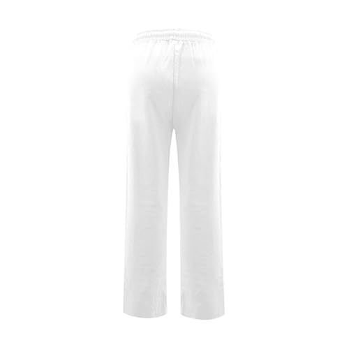 midelxp Cotton Linen Pants Women Summer Lightweight Drawstring Waist Lounge Pants Straight Leg Slim Fit Comfy Work Trousers4