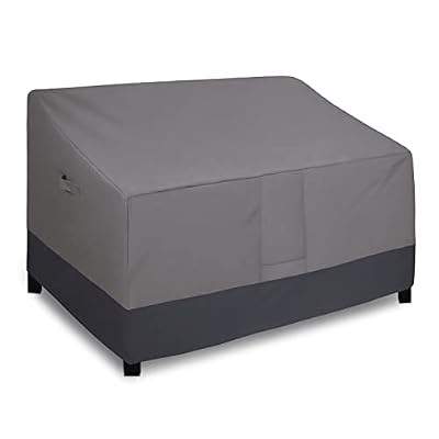 Easy-Going Waterproof Outdoor Loveseat Cover Heavy Duty Patio Furniture Couch Cover Windproof Durable (54Wx38Dx35H inch, Gray/Dark Gray)