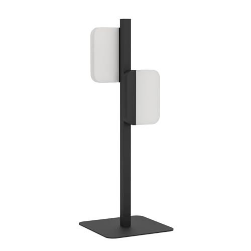 EGLO LED Tischlampe Ervidel, 2 flammige Tischleuchte, Nachttischlampe aus Metall in Schwarz, Kunststoff in Satiniert, Klar, Wohnzimmerlampe, LED Lampe mit Schalter, warmweiß