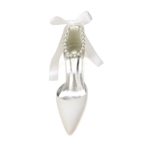 Pearl Wedding Shoes for Bride Block Heel Bridal Shoes Pointed Toe Wedding Heels Low2