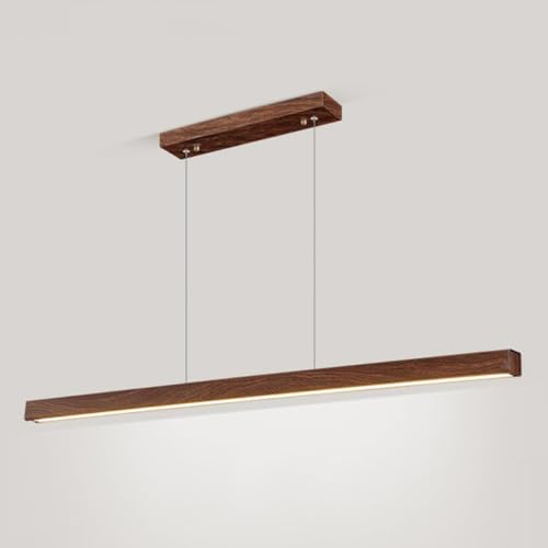 Lampe à suspension linéaire en métal effet bois 120cm luminaire d'accent intérieur
