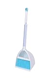 Xifando Mini Broom with Dustpan for Kids,Little Housekeeping Helper Set (White+Sky Blue)