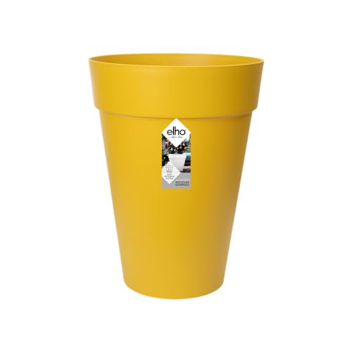 Elho Loft Urban Rond Haut 35 - Pot De Fleurs pour Extérieur - Ø 33.5 x H 45.3 cm - Jaune/Ocre